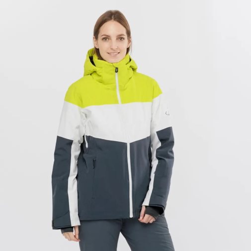 Salomon Slalom Insulated Hoodie Lyžiarske Bundy Damske Zelene Biele Čierne | SK 4VNPJR